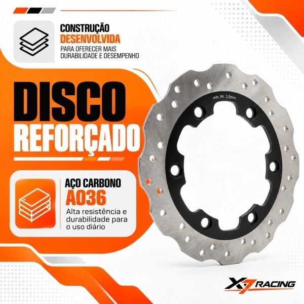 Disco Freio Dianteiro Moto Mottu Sport 110i KS/ESD Novo Aço Carbono