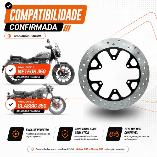 Disco De Freio Traseiro Meteor 350 X7 Racing Perfurado Alta Performance