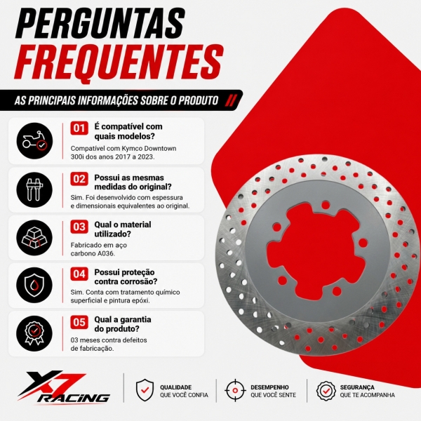 Disco Freio Traseiro Para Kymco Downtown 300i 2017 A 2023