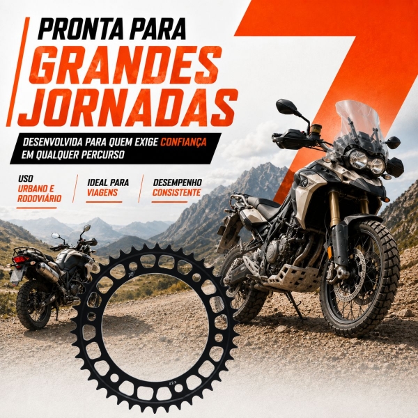 Coroa X7 Racing 42 Dentes BMW F800 GS 2013 a 2018 Passe 525 Alta Resistência