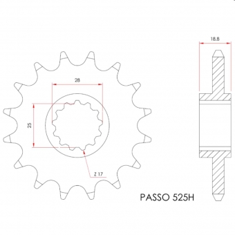 Pinhão X7 16 Dentes BMW F800 GS 2012 a 2018 Passe 525