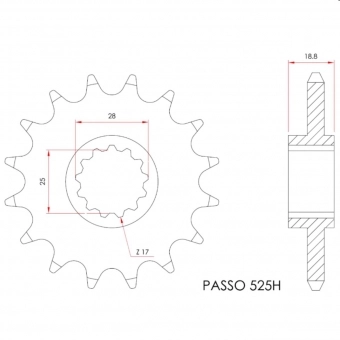 Pinhão X7 16 Dentes BMW F800 GS 2012 a 2018 Passe 525