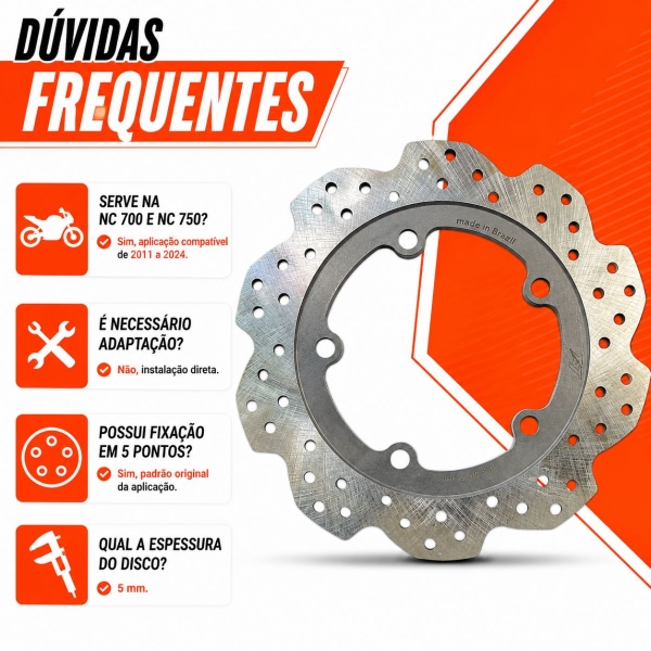 Disco Freio Traseiro NC 750X NC 750S Fixação 5 Pontos X7 Racing