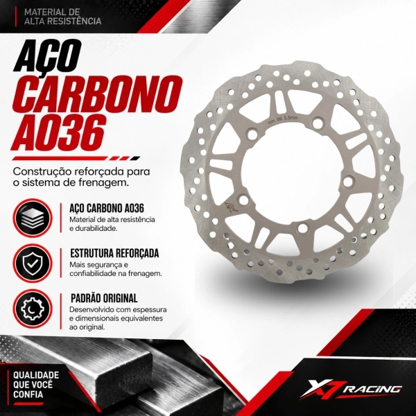 Disco Freio Dianteiro Novo Compatível Para Moto Haojue Master Ride 150 270mm Aço Carbono
