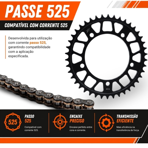 Coroa X7 Racing 42 Dentes Passe 525 Suzuki DL 1000 V-Strom