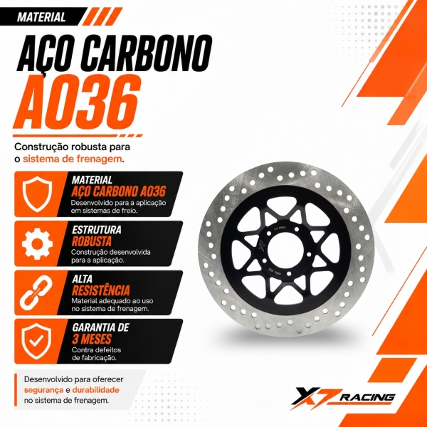 Disco Freio Dianteiro Moto Shineray SHI 175 2024 Aço A036 Novo