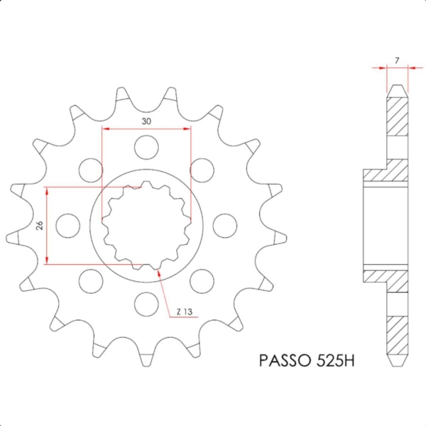 Pinhão X7 17 Dentes BMW S1000RR Passe 525H Alta Resistência