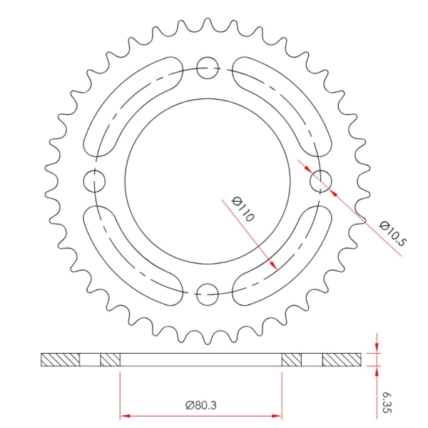 Coroa Twister 250 38Z Aço 1045 Alta Resistência 2015 A 2024 X7 Racing