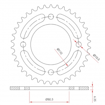 Coroa Twister 250 38Z Aço 1045 Alta Resistência 2015 A 2024 X7 Racing