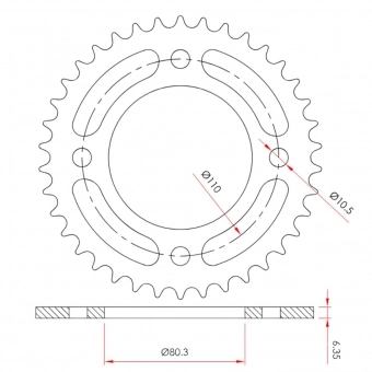 Coroa Twister 250 38Z Aço 1045 Alta Resistência 2015 A 2024 X7 Racing