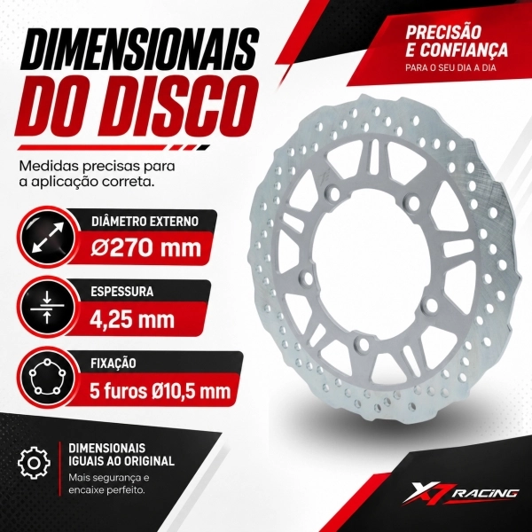 Disco Freio Dianteiro Novo Compatível Para Moto Haojue Master Ride 150 270mm Aço Carbono