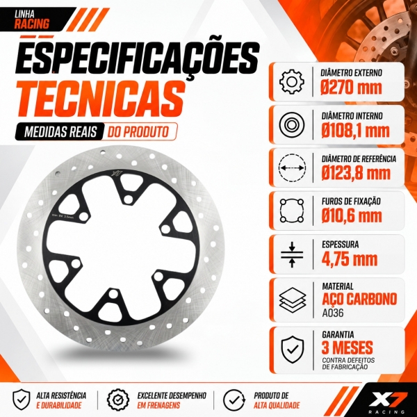Disco Freio Traseiro Moto Royal Enfield Hunter 350 Novo Aço Carbono