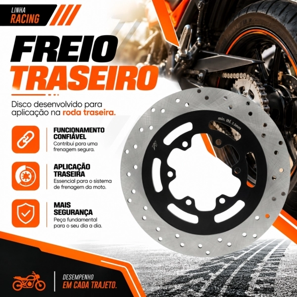 Disco De Freio Traseiro Novo Moto Kasinski Mirage 650 Reforçado Aço Carbono X7racing