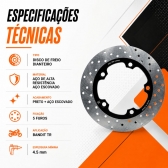 Disco de Freio Dianteiro X7 Racing Bandit TR Aço Carbono A036 Perfurado Preto