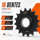 Pinhão X7 16 Dentes BMW F800 GS 2012 a 2018 Passe 525