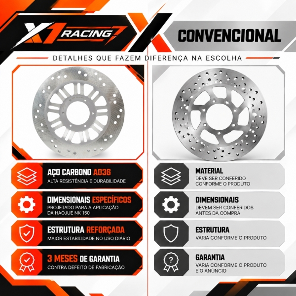 DISCO FREIO DIANTEIRO HAOJUE NK 150 240MM X7 RACING