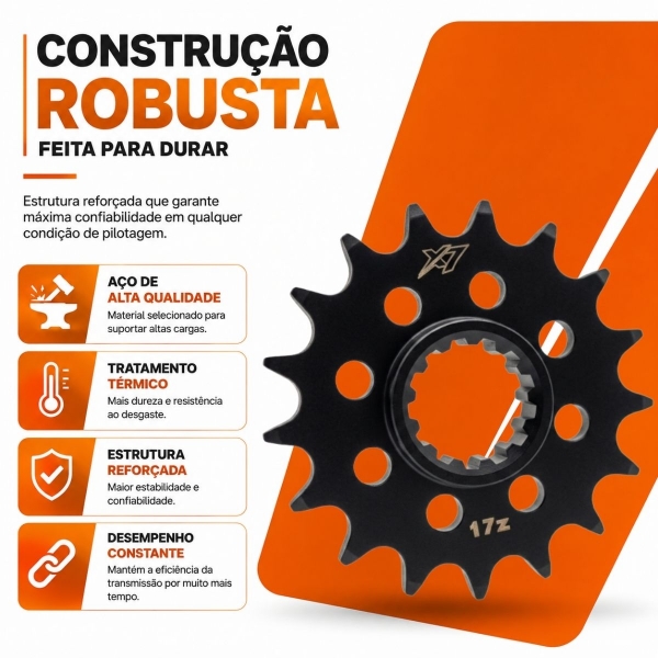 Pinhão X7 17 Dentes BMW S1000RR Passe 525H Alta Resistência