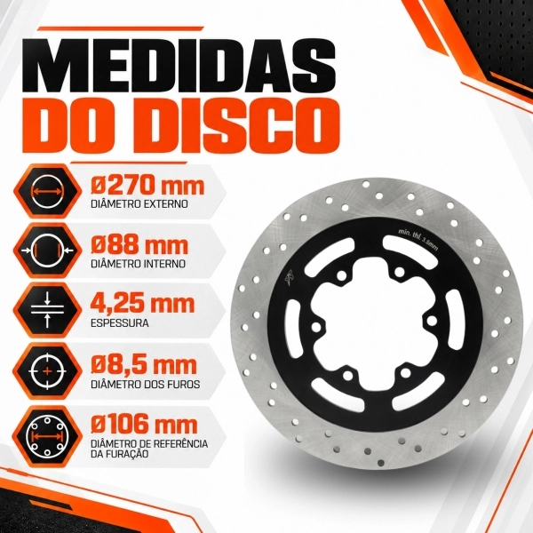 Disco De Freio Traseiro Novo Moto Kasinski Mirage 650 Reforçado Aço Carbono X7racing