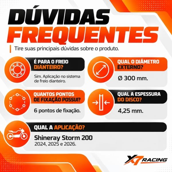 Disco Dianteiro Moto SHINERAY STROM 200 2024 2025 2026 2027 Aço
