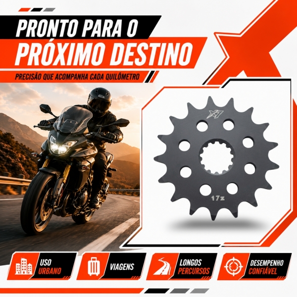 Pinhão X7 Racing 17 Dentes Passe 525H Para Suzuki DL 1000 GSXR 750