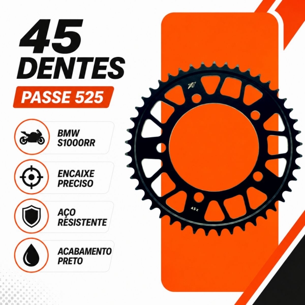 Coroa X7 17 Dentes BMW S1000RR Passe 525H Alta Resistência