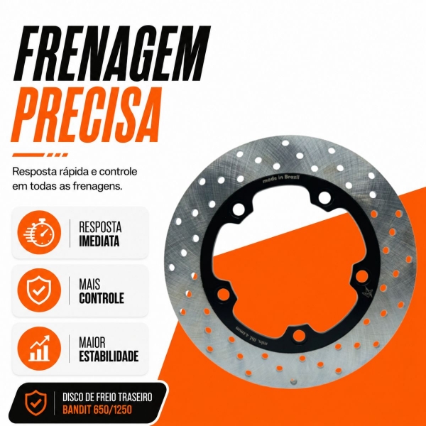 Disco de Freio Dianteiro X7 Racing Bandit TR Aço Carbono A036 Perfurado Preto