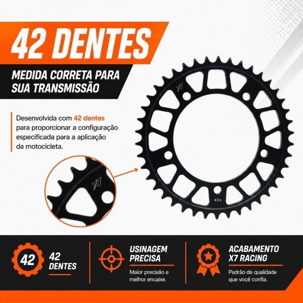 Coroa X7 Racing 42 Dentes Passe 525 Suzuki DL 1000 V-Strom