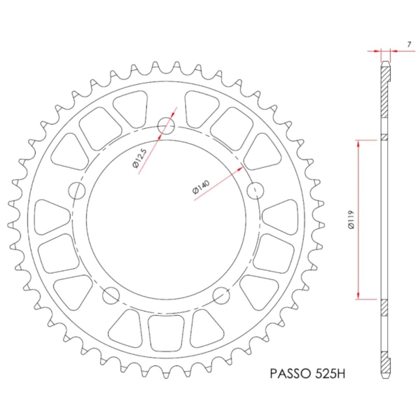Coroa X7 17 Dentes BMW S1000RR Passe 525H Alta Resistência