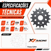 Pinhão X7 Racing 17 Dentes Passe 525H Para Suzuki DL 1000 GSXR 750