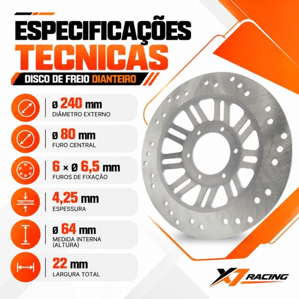 DISCO FREIO DIANTEIRO HAOJUE NK 150 240MM X7 RACING