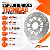DISCO FREIO DIANTEIRO HAOJUE NK 150 240MM X7 RACING