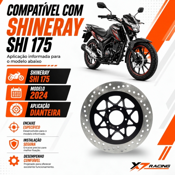 Disco Freio Dianteiro Moto Shineray SHI 175 2024 Aço A036 Novo