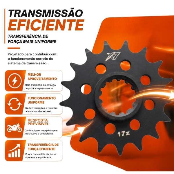 Pinhão X7 17 Dentes BMW S1000RR Passe 525H Alta Resistência