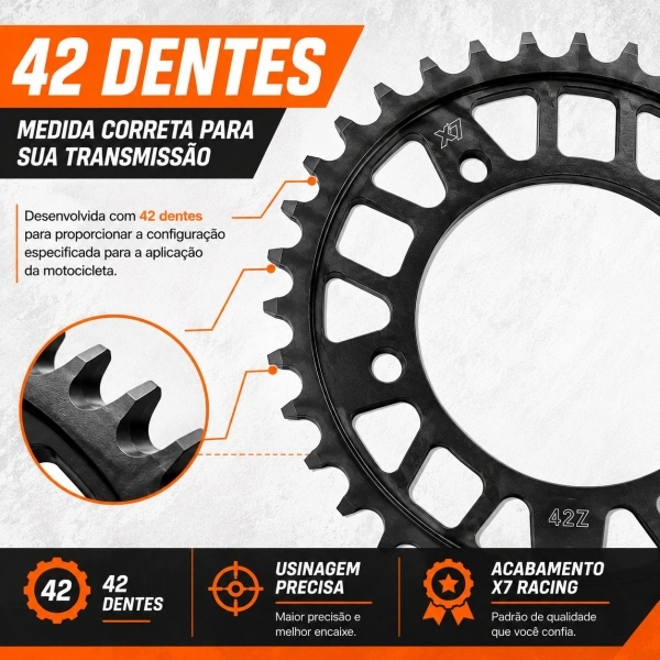 Pinhão X7 Racing 17 Dentes Passe 525H Para Suzuki DL 1000 GSXR 750