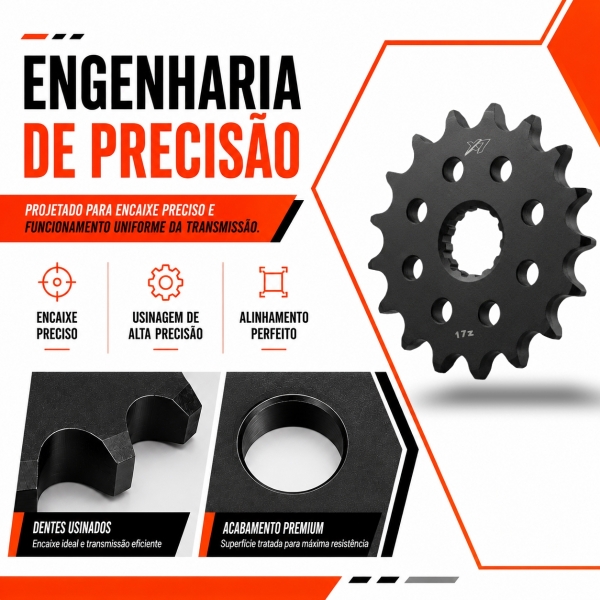 Pinhão X7 Racing 17 Dentes Passe 525H Para Suzuki DL 1000 GSXR 750
