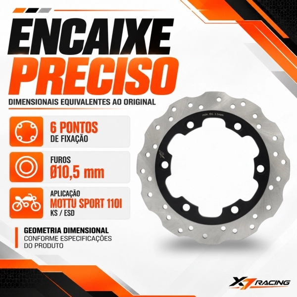 Disco Freio Dianteiro Moto Mottu Sport 110i KS/ESD Novo Aço Carbono