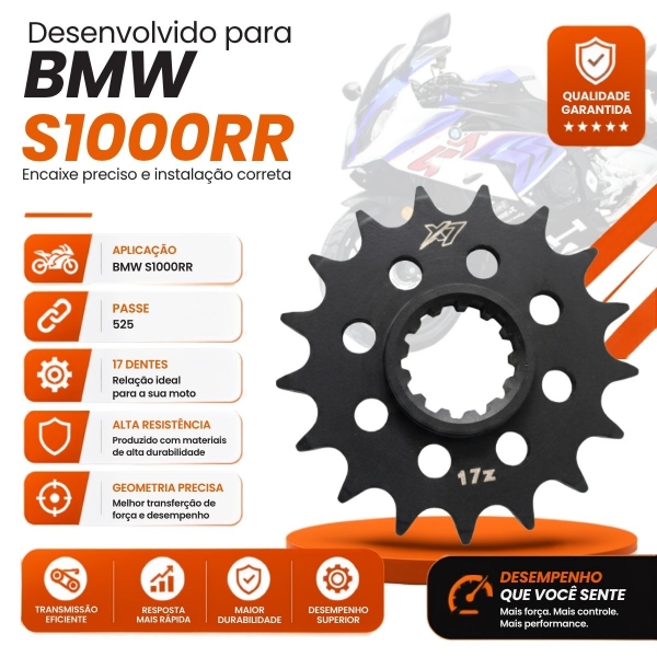 Pinhão X7 17 Dentes BMW S1000RR Passe 525H Alta Resistência