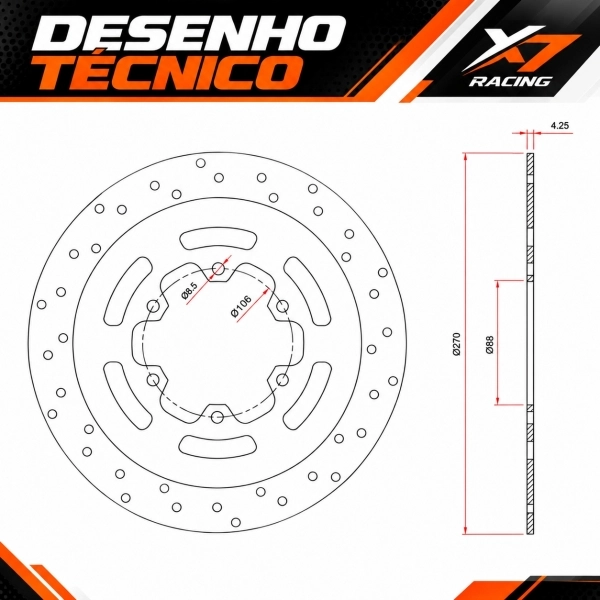 Disco De Freio Traseiro Novo Moto Kasinski Mirage 650 Reforçado Aço Carbono X7racing