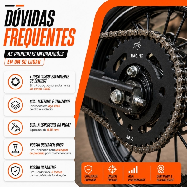 Coroa 38 Dentes X7 Racing Honda Strada Aço 1045 Alta Resistência