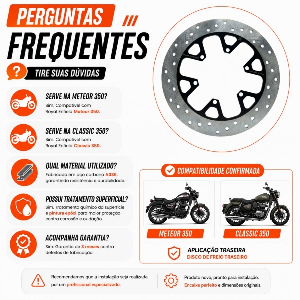 Disco De Freio Traseiro Meteor 350 X7 Racing Perfurado Alta Performance
