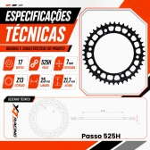 Coroa X7 Racing 42 Dentes BMW F800 GS 2013 a 2018 Passe 525 Alta Resistência
