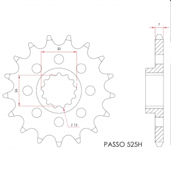 Pinhão X7 17 Dentes BMW S1000RR Passe 525H Alta Resistência