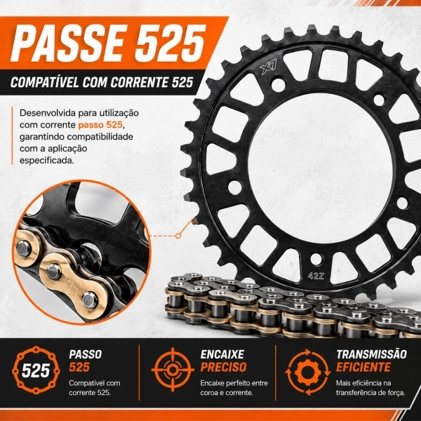 Pinhão X7 Racing 17 Dentes Passe 525H Para Suzuki DL 1000 GSXR 750