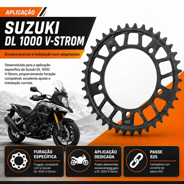 Pinhão X7 Racing 17 Dentes Passe 525H Para Suzuki DL 1000 GSXR 750